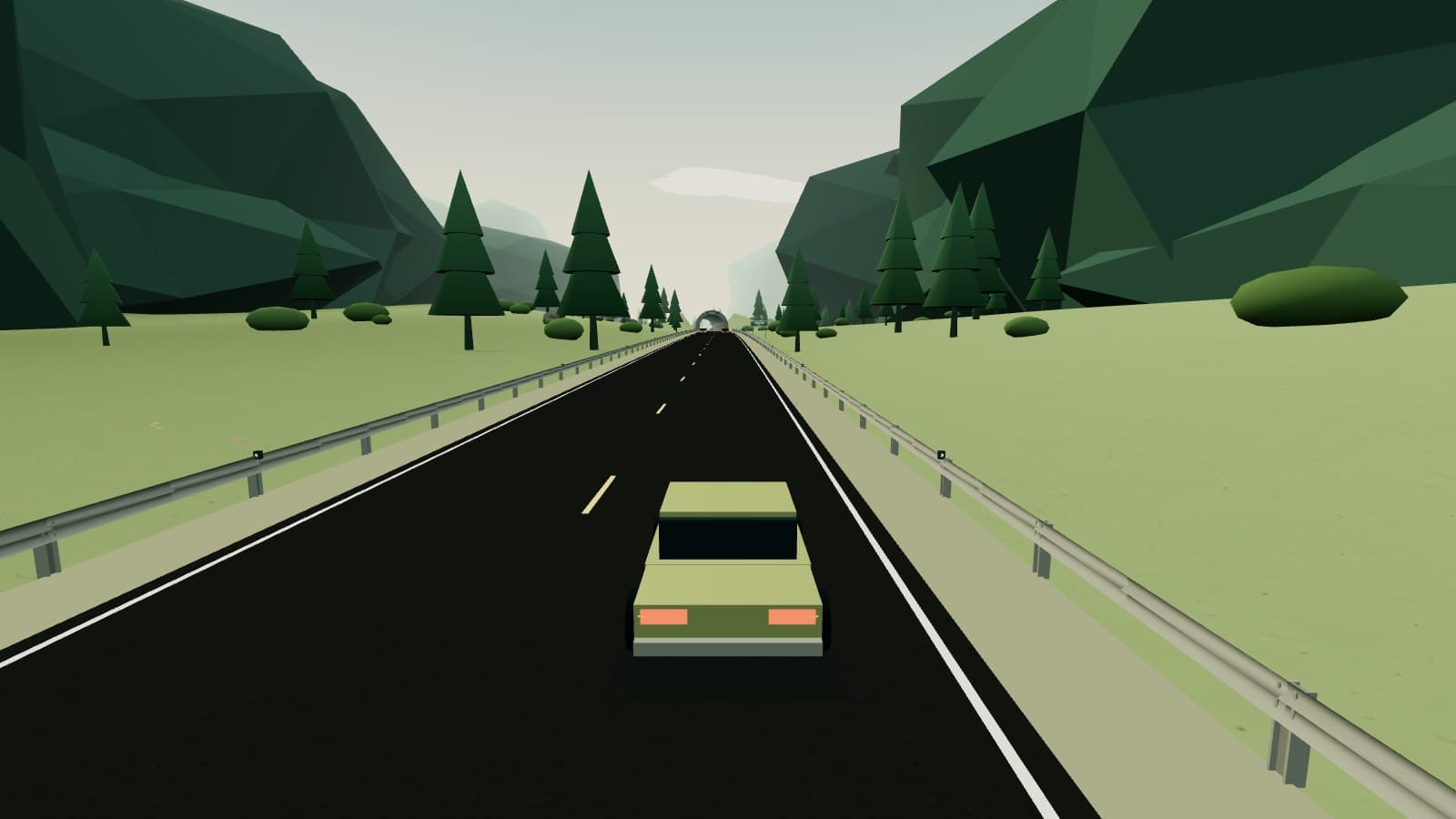 A forest road through the mountains in Pinewood Drive